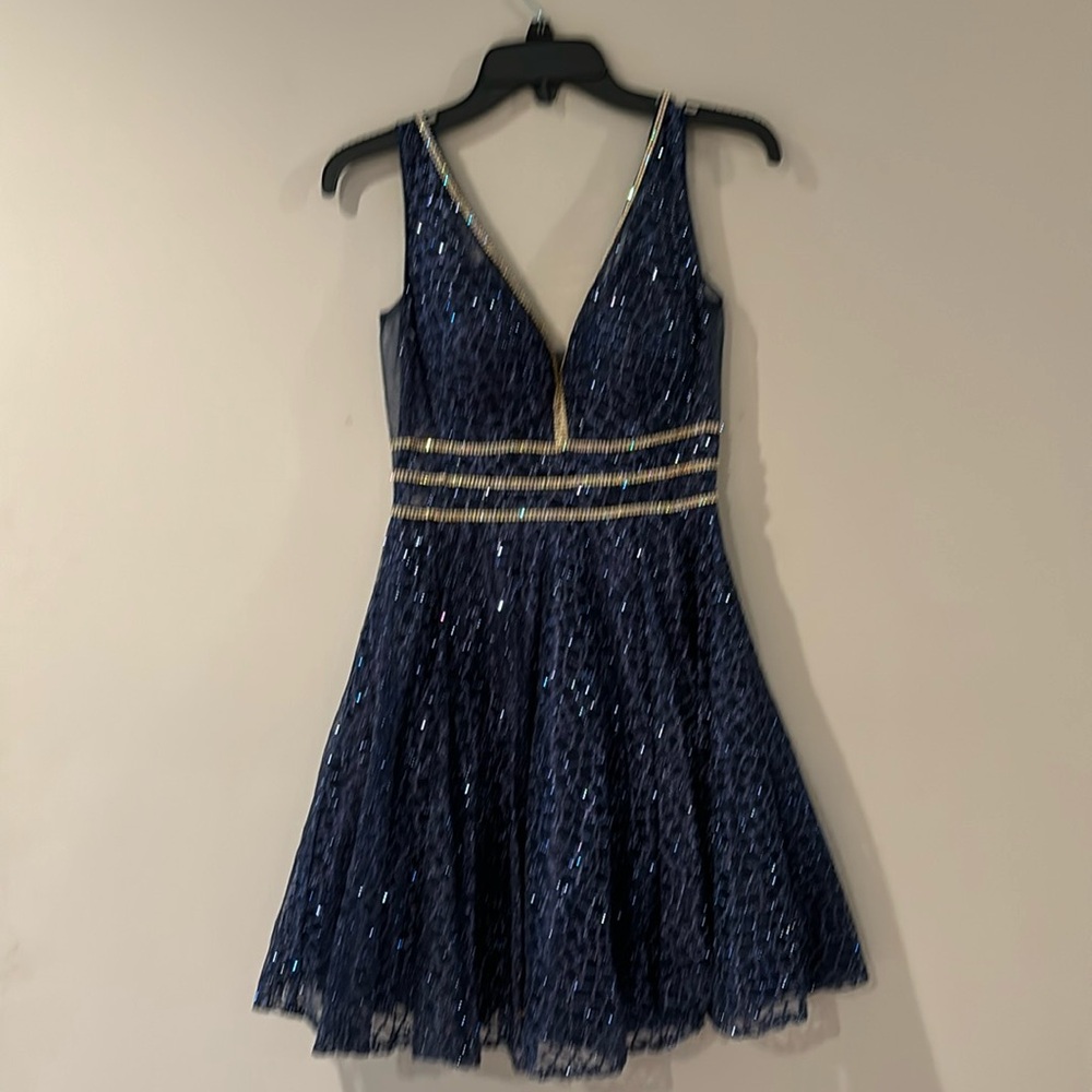 Sparky navy and gold dress